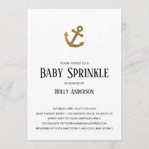 Gold Glitzer Anchor Simple Baby Sprinkle Einladung
