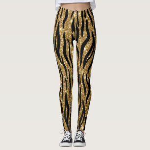 Gold Glitzer Animal Print Leggings