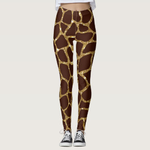 Gold Glitzer Animal Print Leggings