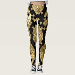 Gold Glitzer Animal Print Leggings