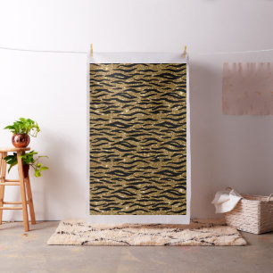 Gold Glitzer Animal Print Stoff