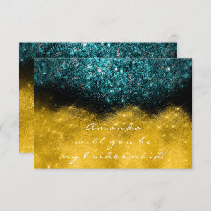 Gold Glitzer Aquamarin Ocean Confetti Wow Bridesma Einladung