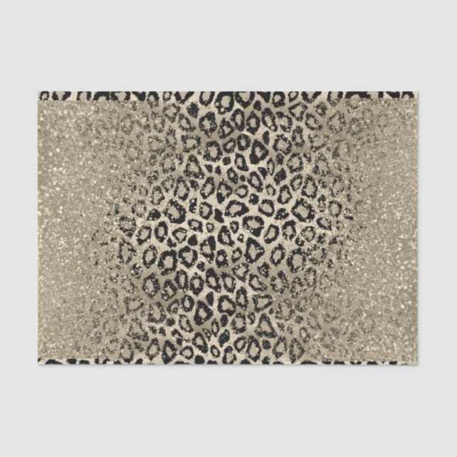 Gold Glitzer auf Ombre Leopard Hintergrund  Seidenpapier (Vorderseite)