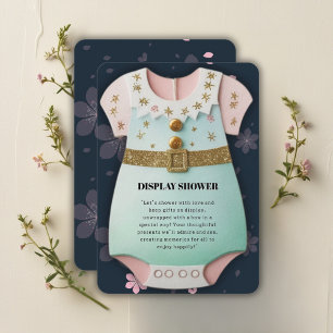 Gold Glitzer Baby Kleidung Floral Baby Dusche Begleitkarte