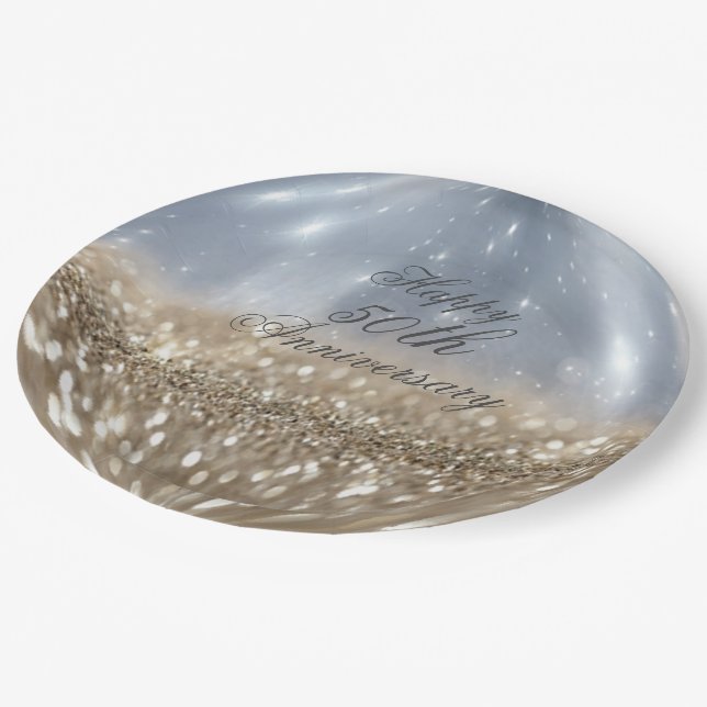 Gold Glitzer Ball Paper Teller (Schrägansicht)