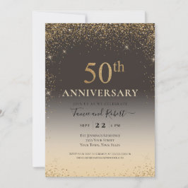 Gold Glitzer Ballon 50 Jahre Jubiläum Einladung