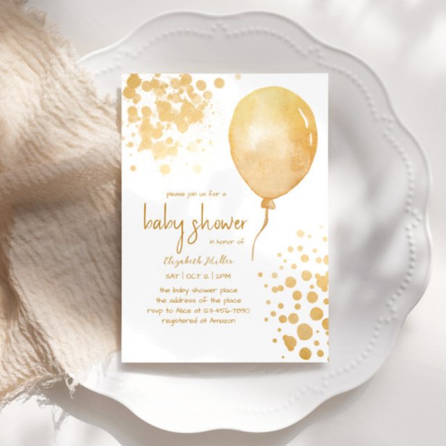 Gold Glitzer Balloon Simple Boy Girl Baby Dusche Einladung (Von Creator hochgeladen)