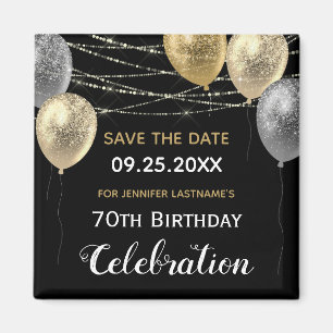 Gold Glitzer Balloons 70. Geburtstag Save the Date Magnet