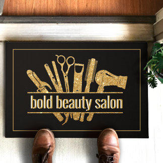 Gold Glitzer Beauty Salon Friseursalon Blck Doorma Fußmatte