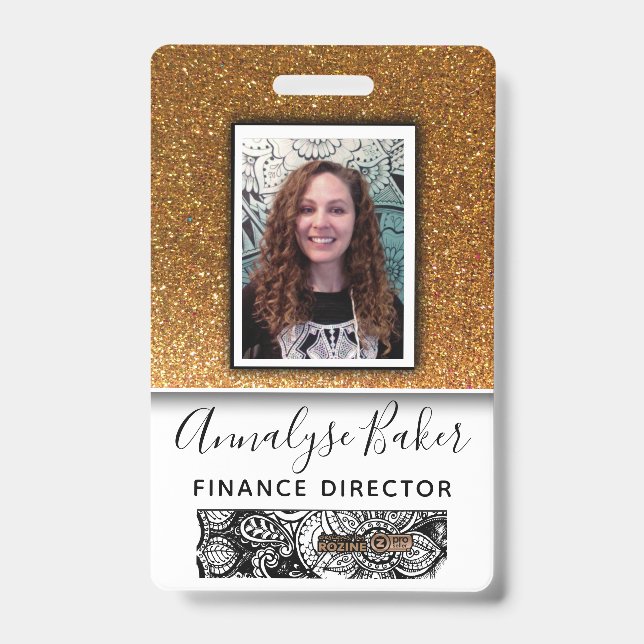 Gold Glitzer Beruflich CNA Krankenschwester Dr. Fo Ausweis (Vorderseite)