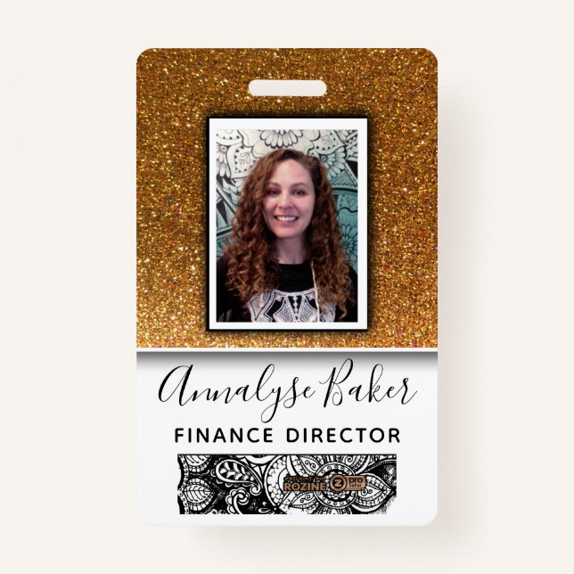 Gold Glitzer Beruflich CNA Krankenschwester Dr. Fo Ausweis (Vorderseite)