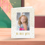Gold Glitzer Birthday Kids Girl Foto Vielen Dank Karte<br><div class="desc">Gold Glitzer Stars Geburtstag Kinder Mädchen Foto Danke Karte. Niedliche Geburtstag danke Ihnen Karte für Ihre Freunde und Familie. Laden Sie Ihr Foto hoch und personalisieren Sie die Karte mit Ihrem Namen und Text im Inneren. Großartig wie danke Karte für Mädchen.</div>