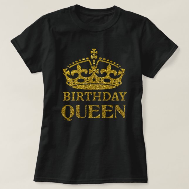 Gold Glitzer Birthday Queen T-Shirt (Design vorne)