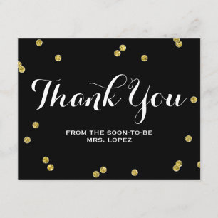 Gold Glitzer Black   Brautparty danke Ihnen Karten