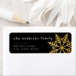 Gold Glitzer Black Christmas Return Address Label<br><div class="desc">Gold Glitzer Snowflake Black Return-Adresse Label ist ideal für Weihnachten und Neujahr Mailing. Name und Adresse können leicht geändert werden.</div>