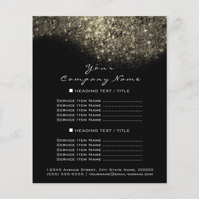 Gold Glitzer Black Conceptual Minimal Confetti Flyer (Vorne)