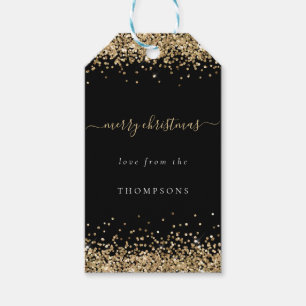 Gold Glitzer Black Name Frohe Weihnachten Geschenkanhänger