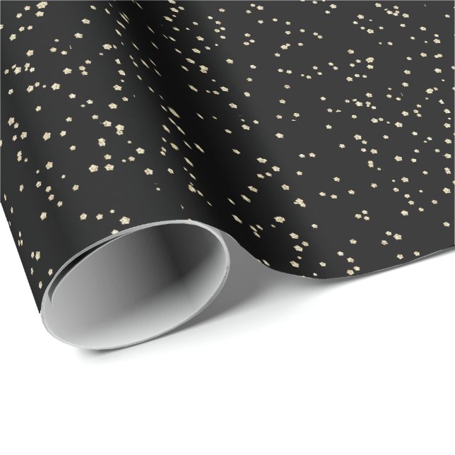 Gold Glitzer Black New Year's Eve Geschenkpapier (Rolleneckpunkt)