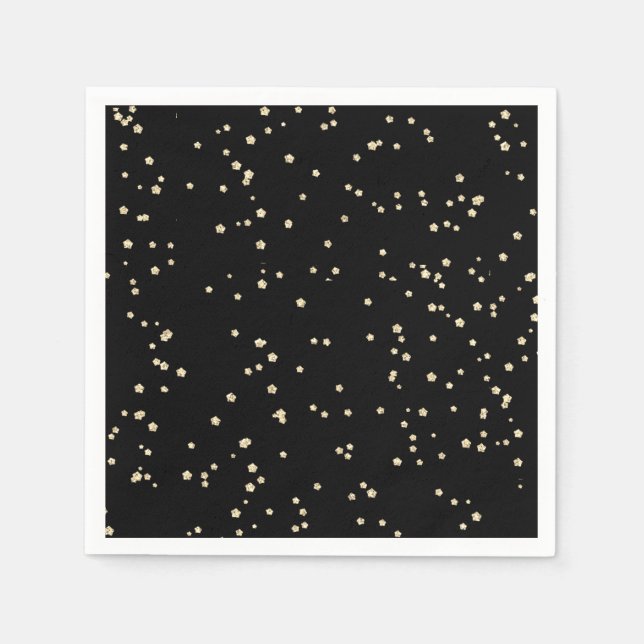 Gold Glitzer Black New Year's Eve Serviette (Vorderseite)