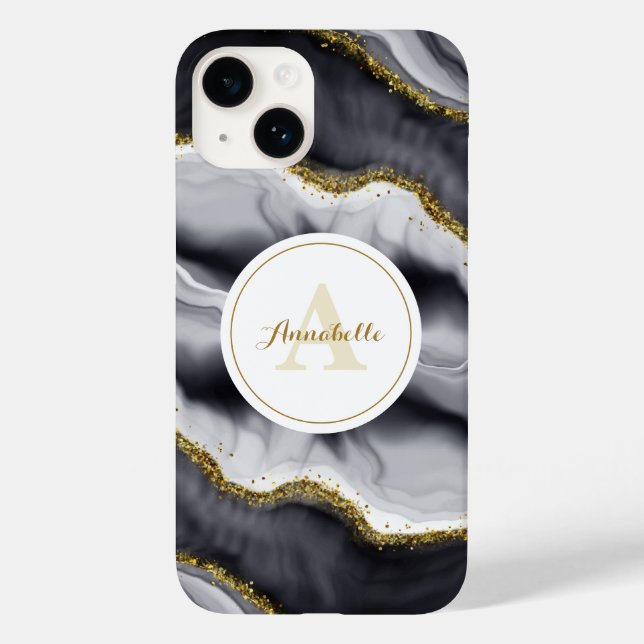 Gold Glitzer Black Personalize Case-Mate iPhone Hülle (Rückseite)