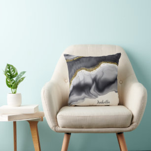 Gold Glitzer Black Personalize Kissen