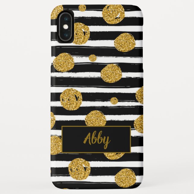 Gold Glitzer Black Stripes Case-Mate iPhone Hülle (Rückseite)