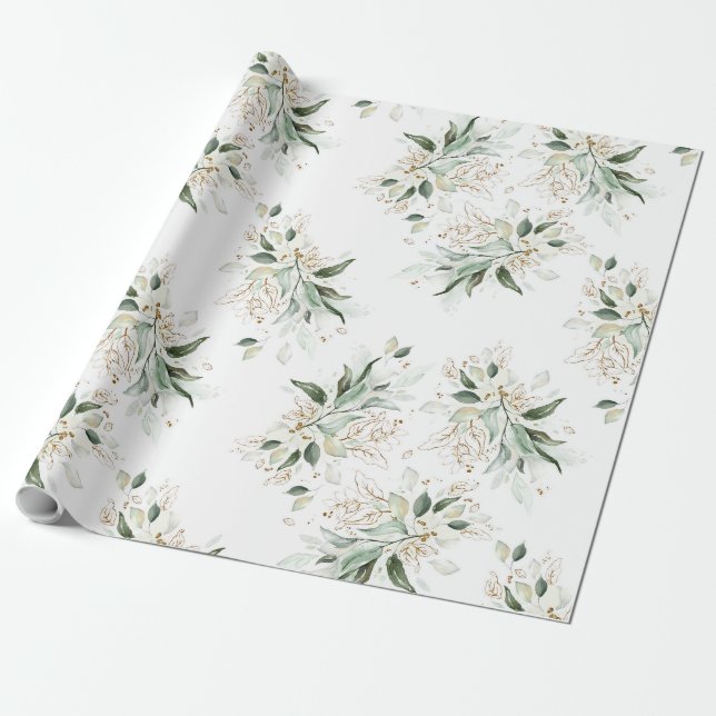Gold Glitzer Blätter Grüne Weinroute Mendrisiotto Geschenkpapier (Ungerollt)