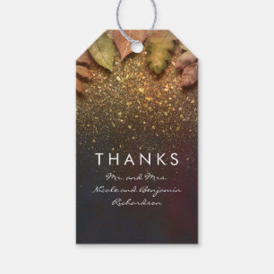 Gold Glitzer Blätter Vintage Hochzeit im Herbst Geschenkanhänger