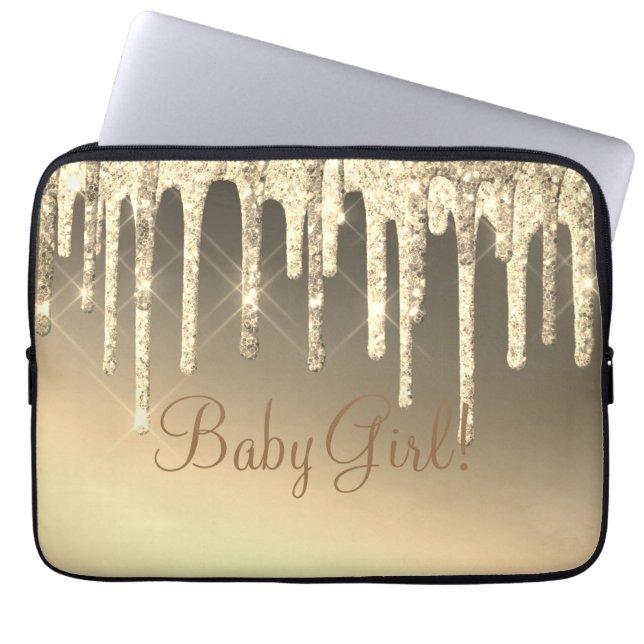 Gold Glitzer Bling Girl Name Sparkle Glam Chic Laptopschutzhülle (Vorderseite)