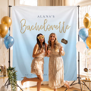 Gold Glitzer Blue Junggeselinnen-Abschied Foto Sta Wandteppich
