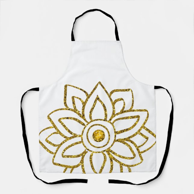 Gold Glitzer Blume Poinsettia Jewel White Schürze (Vorderseite)