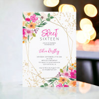 Gold Glitzer Blumenbild Foto Sweet 16