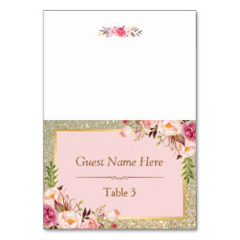 Gold Glitzer Blush Pink Blumenzwiebelblume Platzka Tischnummer