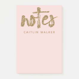 Gold Glitzer Blush Pink Sticky Notes Pad Post-it Klebezettel