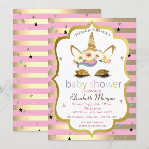 Gold Glitzer Blütenhose, Stripe Baby Dusche Einladung