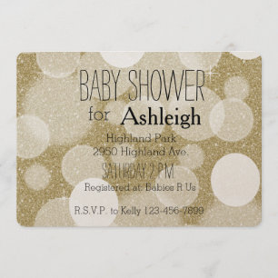 Gold Glitzer Bokeh Babydusche Einladung