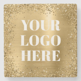 Gold Glitzer Border and Foil Logo Steinuntersetzer