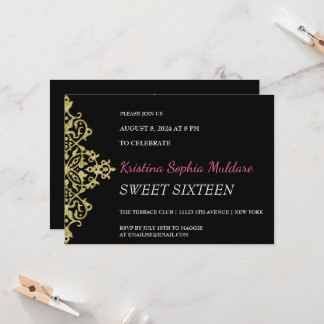 Gold Glitzer Border Party Einladung