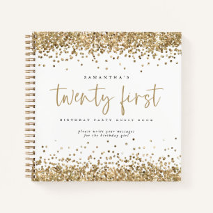 Gold Glitzer Borders 21. Geburtstag Gast Book Notizbuch