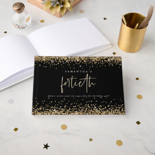 Gold Glitzer Borders 40. Geburtstag Party Black Gästebuch