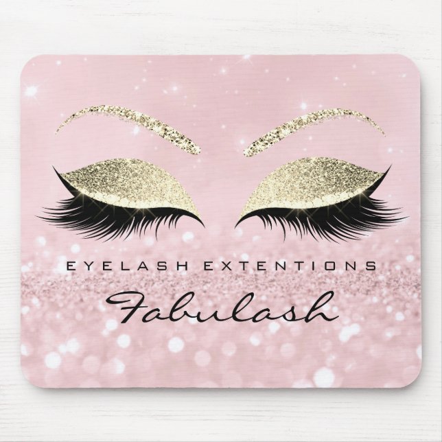 Gold Glitzer Branding Beauty Studio Lashes Pink Mousepad (Vorne)