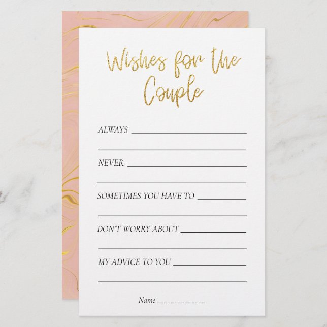 Gold Glitzer Brautparty Wünsche für das Paar (Vorne/Hinten)