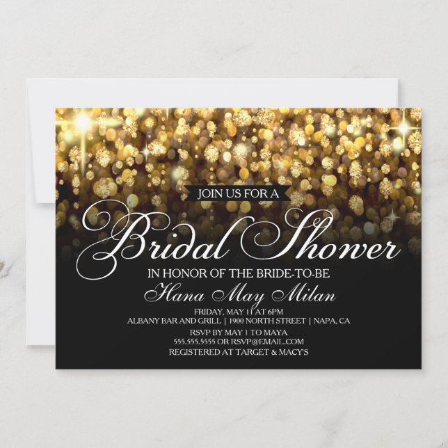Gold Glitzer Bridal Dusche Einladung (Vorderseite)