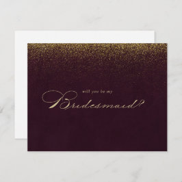 Gold Glitzer Bridesmaid Vorschlag Note Card Mitteilungskarte