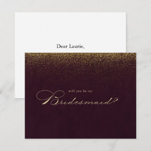 Gold Glitzer Bridesmaid Vorschlag Note Card Mitteilungskarte