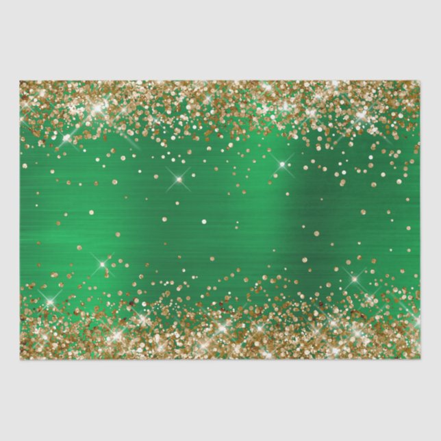 Gold Glitzer Bright Green Ombre Foil Seidenpapier (Vorderseite)