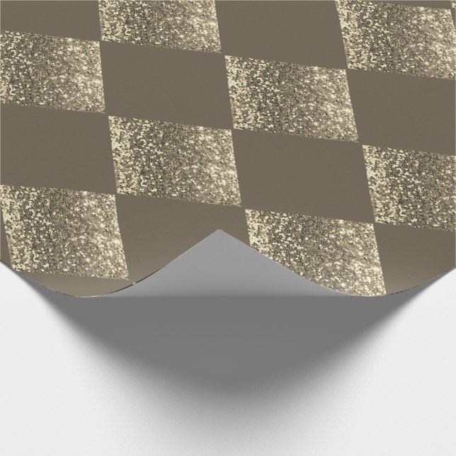 Gold Glitzer Brown Abstrakt Chic Geschenkpapier (Ecke)