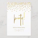 Gold Glitzer Bubbly 30. Party Einladung<br><div class="desc">Gold Glitzer blubbly 30. Geburtstag Party Einladung mit einem schicken modernen Schriftart. Lassen Sie Ihre Gäste feiern mit diesem lustigen Einladungen, die mit blendend glänzenden Sequenzen (Beachten Sie, dass das goldene Funkeln von Drucktinten kommt und nicht metallisch oder vereitelt ist. Passen Sie den Wortlaut an jeden anderen Geburtstag Ihrer Wahl...</div>