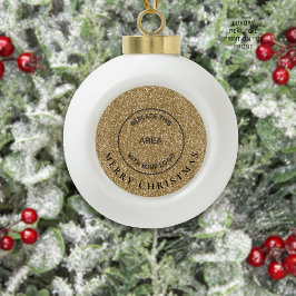 Gold Glitzer Business Logo Frohe Weihnachten Keramik Kugel-Ornament