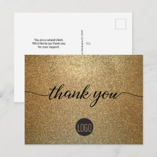 Gold Glitzer Business Logo Kunde Vielen Dank Postkarte